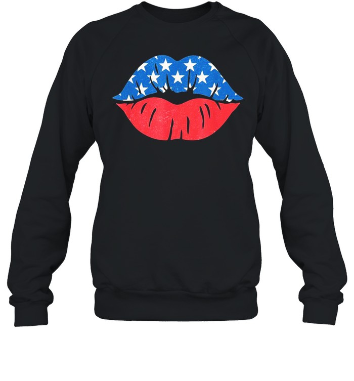 4th of July Patriotic Flag lips shirt Unisex Sweatshirt