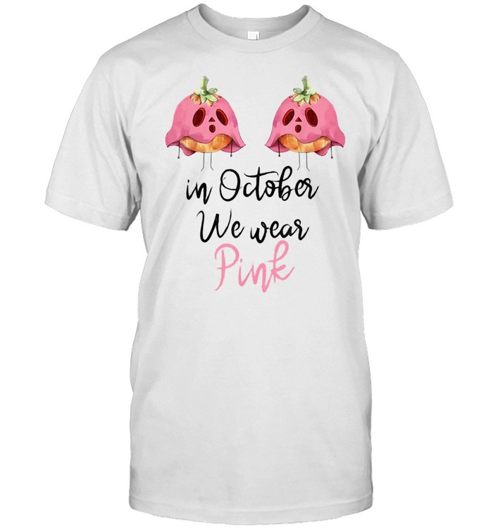 In October We Wear Pink Halloween Pink Pumpkin shirt Classic Men's T-shirt