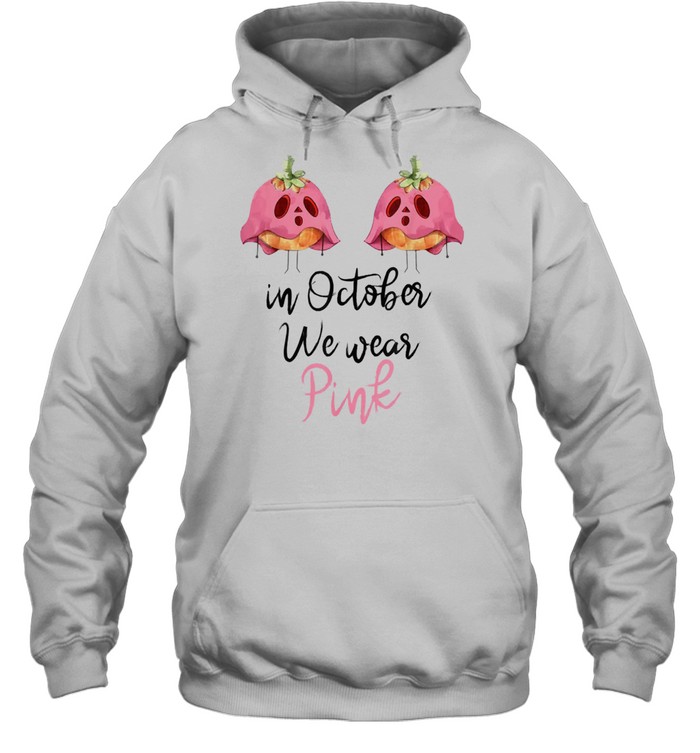 In October We Wear Pink Halloween Pink Pumpkin shirt Unisex Hoodie