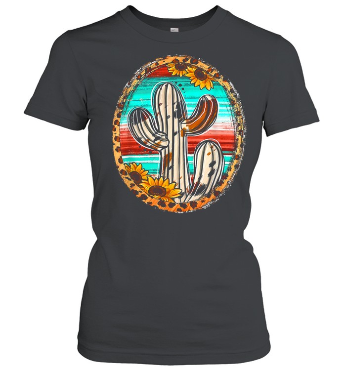 Cowhide Texas Cactus Serape Western Rodeo Cowgirl Horse Girl Classic Women's T-shirt