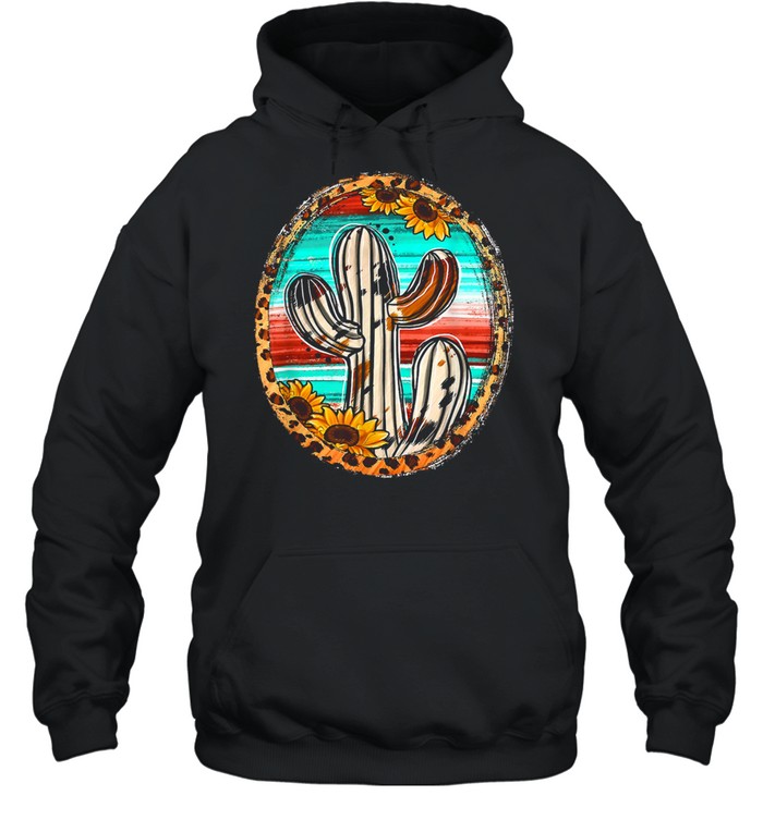 Cowhide Texas Cactus Serape Western Rodeo Cowgirl Horse Girl Unisex Hoodie