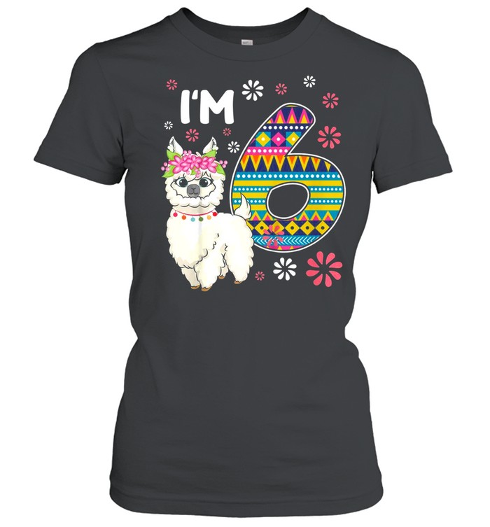 Kids birthday Llama I’m 6 year old Girl Theme 6th Bday Farm shirt Classic Women's T-shirt