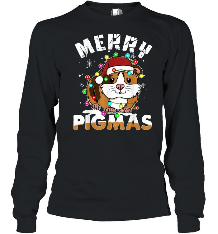 Merry Pigmas Xmas Christmas Guinea Pig shirt Long Sleeved T-shirt