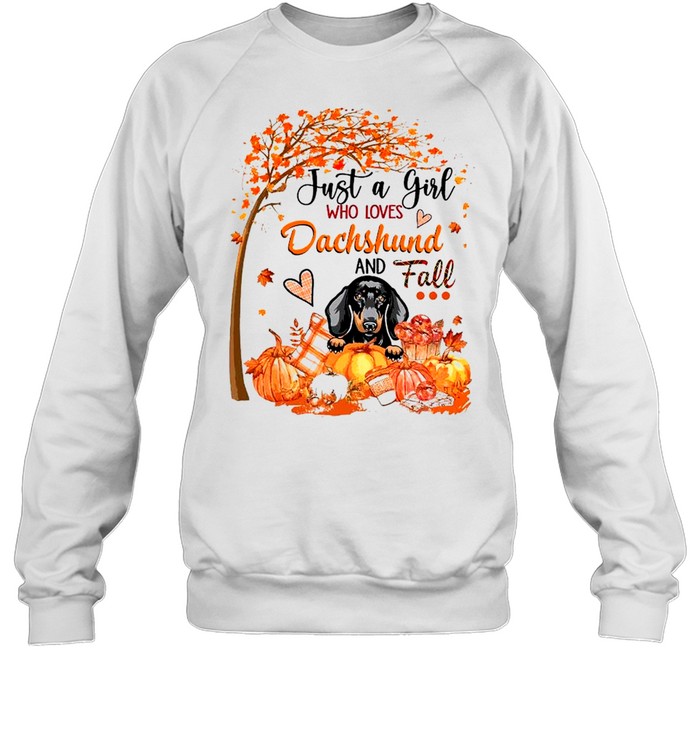 Autumn Leave Tree Just A Girl Who Loves Dachshund And Fall Halloween Unisex Sweatshirt