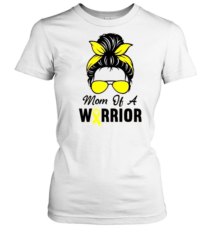 Childhood Cancer Awareness Mom Of A Warrior Messy Bun shirt Classic Women's T-shirt