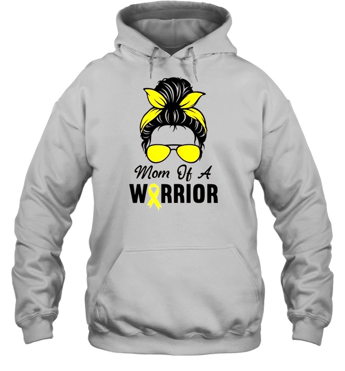 Childhood Cancer Awareness Mom Of A Warrior Messy Bun shirt Unisex Hoodie