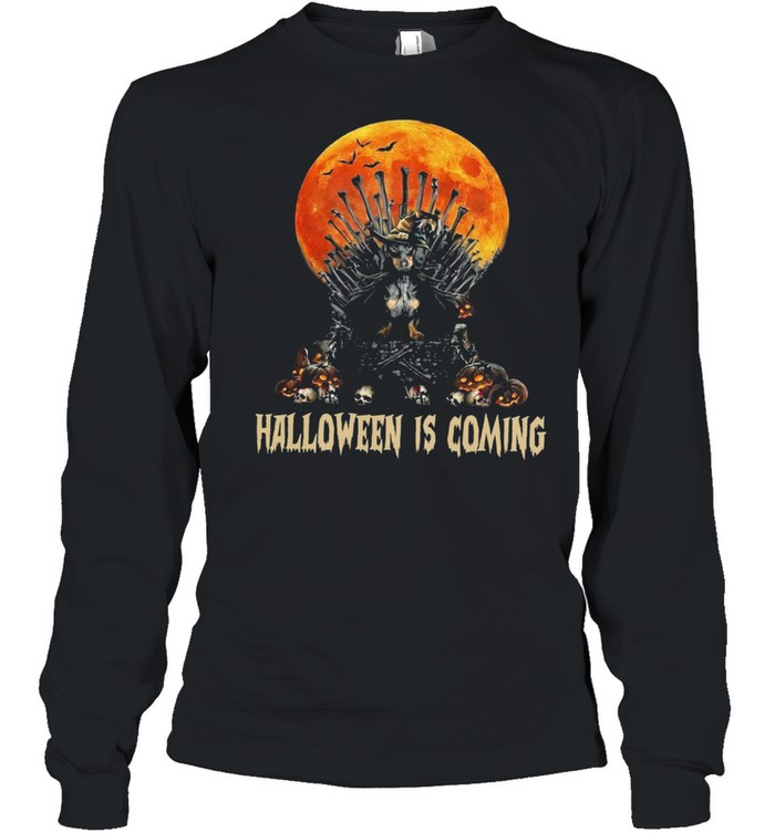 Dachshund Witch Halloween Is Coming shirt Long Sleeved T-shirt