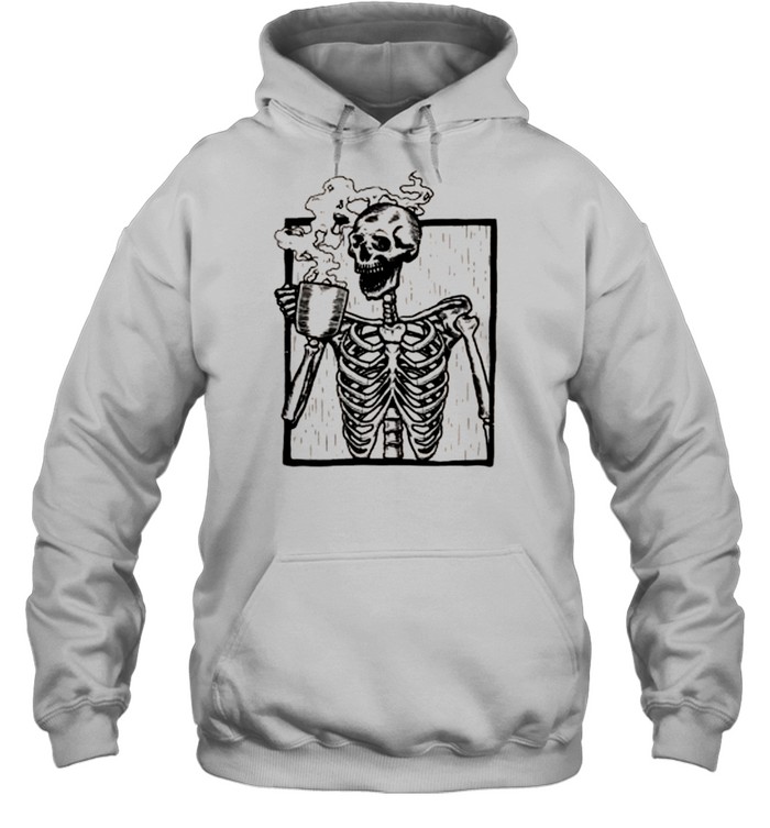 Distressed Skeleton Vintage Picture Smiling Skull Coffee shirt Unisex Hoodie