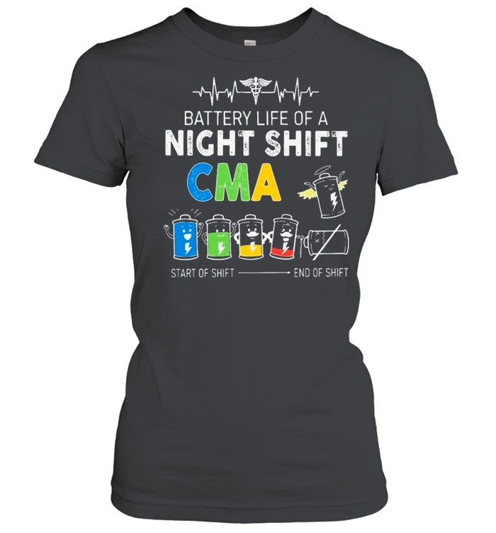 EMT Battery Life Of A Night Shift CMA Start Of Shift And Of Shift Classic Women's T-shirt