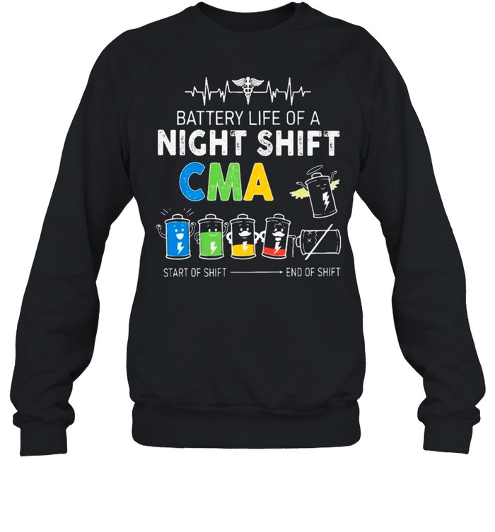 EMT Battery Life Of A Night Shift CMA Start Of Shift And Of Shift Unisex Sweatshirt