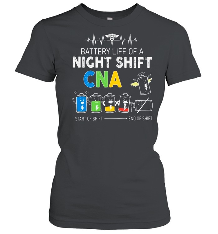 EMT Battery Life Of A Night Shift CNA Start Of Shift And Of Shift Classic Women's T-shirt