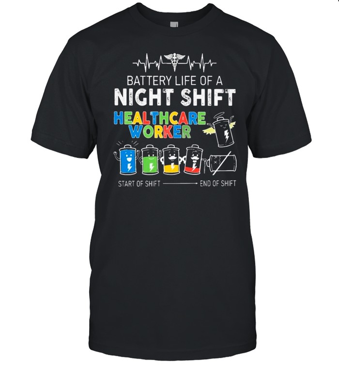 EMT Battery Life Of A Night Shift Healthcare Worker Start Of Shift And Of Shift Classic Men's T-shirt