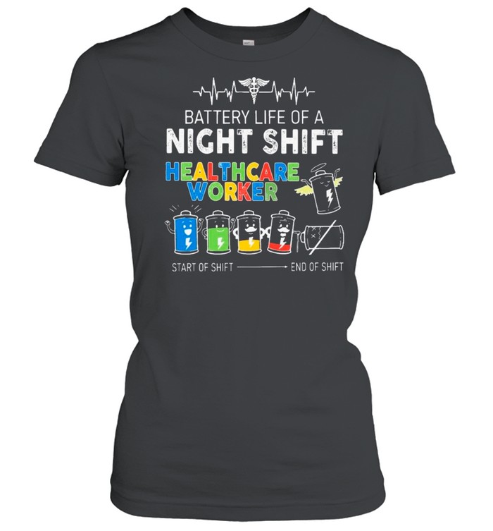 EMT Battery Life Of A Night Shift Healthcare Worker Start Of Shift And Of Shift Classic Women's T-shirt