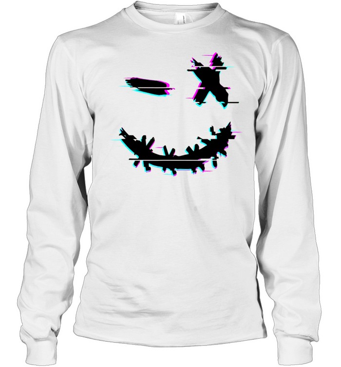 Glitch Smiley Rave Goa Psytrance Trippy Techno Hard Tekk EDM shirt Long Sleeved T-shirt