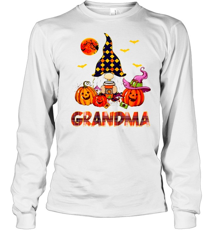 Grandma Gnome And Pumpkin Happy Halloween shirt Long Sleeved T-shirt