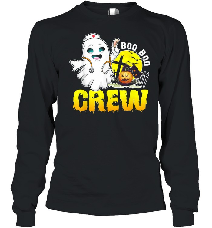 Halloween Ghost RN Nurse Boo Boo Crew shirt Long Sleeved T-shirt