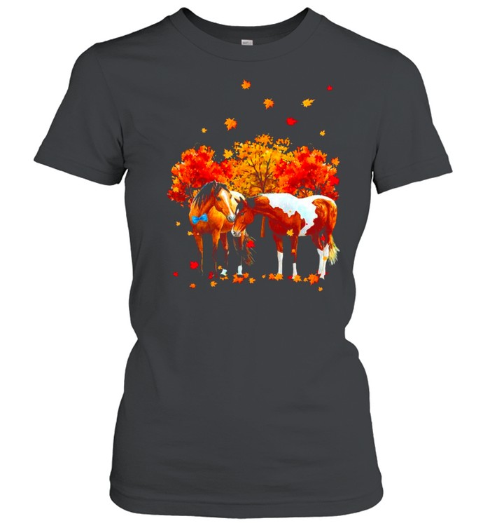 Horse Hello Fall Autumn Leave Tree Halloween Classic Women's T-shirt