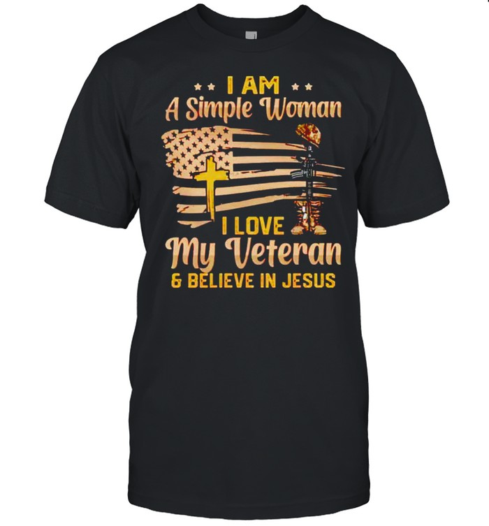 I am a simple woman I love my veteran and believe in Jesus shirt Classic Men's T-shirt