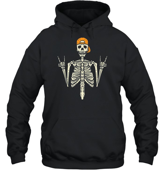 Rocker Skater Skeleton Cap Cool Halloween Punk Boys shirt Unisex Hoodie