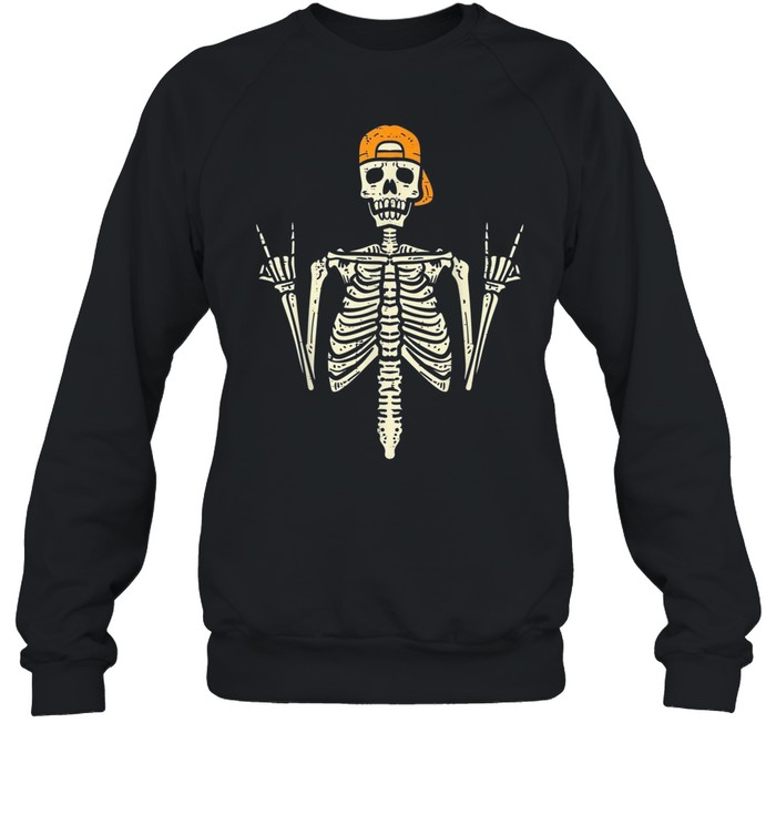 Rocker Skater Skeleton Cap Cool Halloween Punk Boys shirt Unisex Sweatshirt