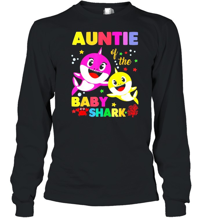 Auntie Of The Baby Shark Birthday Auntie Shark shirt Long Sleeved T-shirt