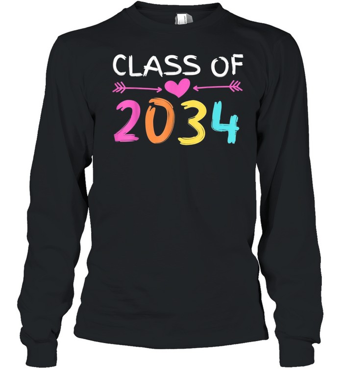 Class of 2034 Grow With Me Back School Heart Arrows shirt Long Sleeved T-shirt