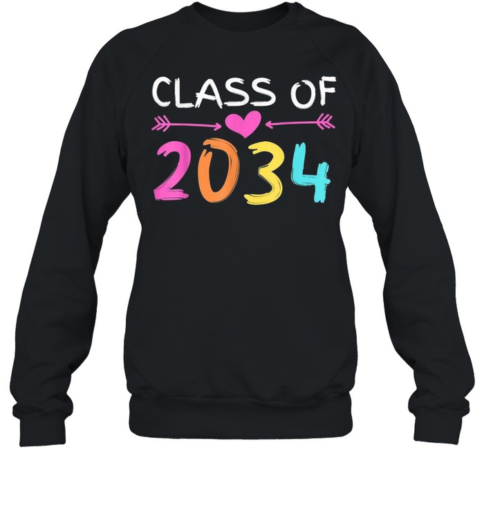 Class of 2034 Grow With Me Back School Heart Arrows shirt Unisex Sweatshirt