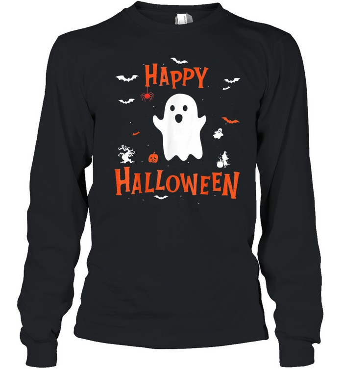 Happy Halloween 2021 Cute Ghost Trick or Treat shirt Long Sleeved T-shirt