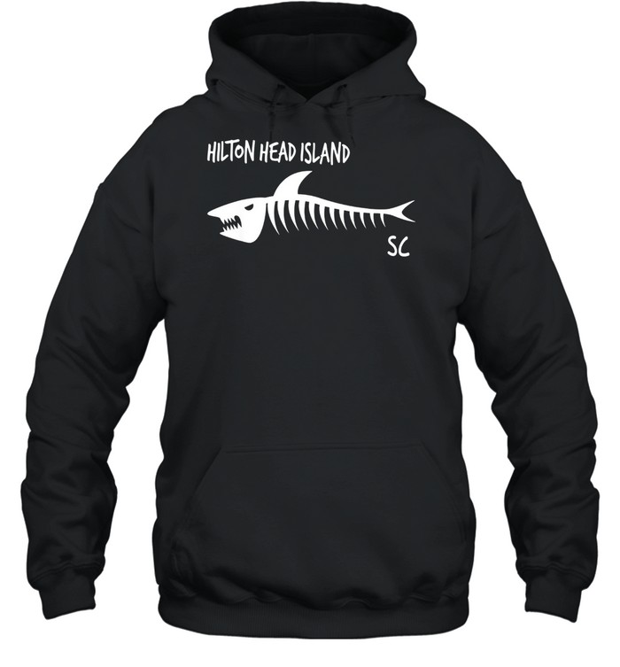 Hilton Head Island SC Shark Skeleton White Print shirt Unisex Hoodie