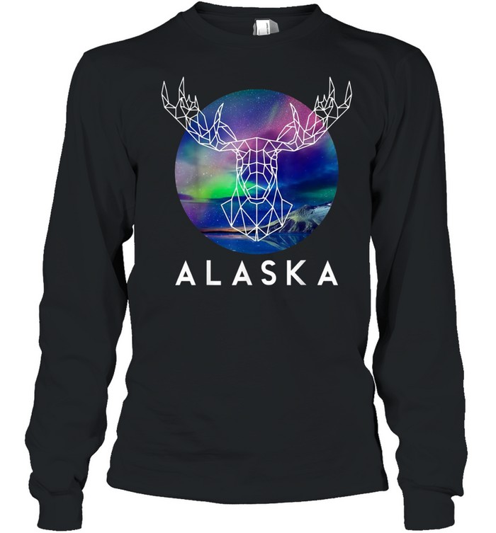 North Pole Geometric Aurora Alaska Moose shirt Long Sleeved T-shirt