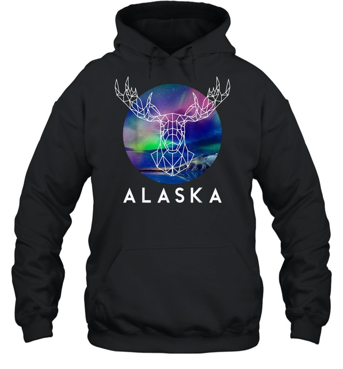 North Pole Geometric Aurora Alaska Moose shirt Unisex Hoodie