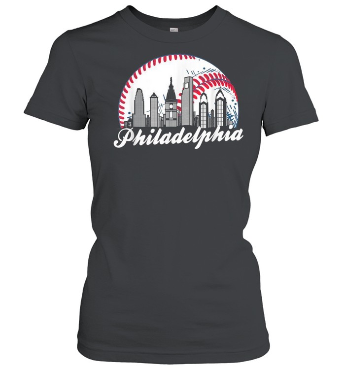 Philadelphia Baseball Skyline Retro Philadelphia Cityscape shirt Classic Women's T-shirt