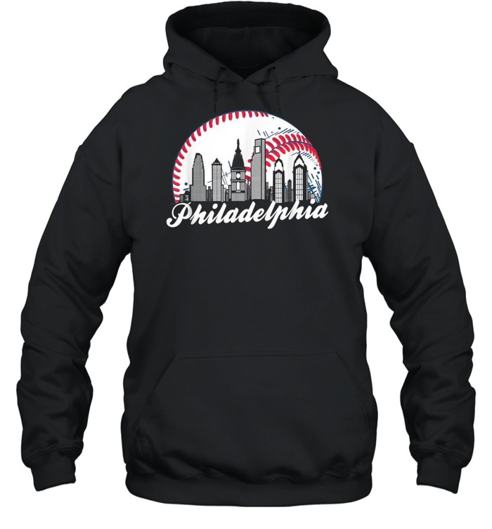 Philadelphia Baseball Skyline Retro Philadelphia Cityscape shirt Unisex Hoodie