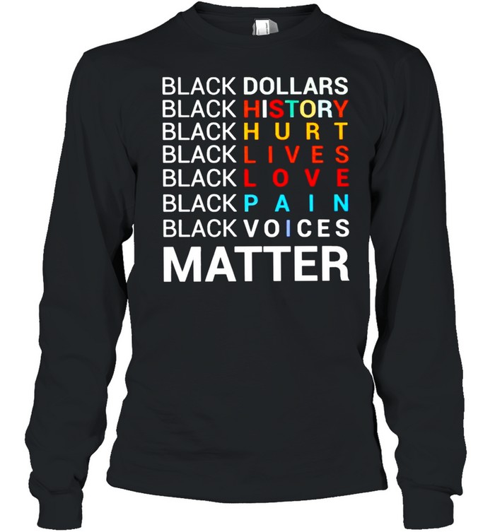 Black dollars black history black hurt black matter shirt Long Sleeved T-shirt