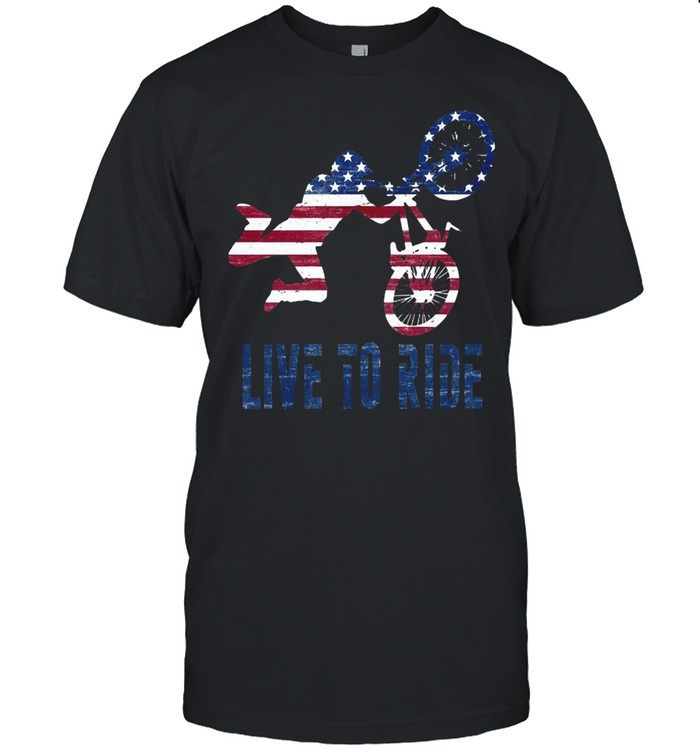 Live To Ride Bmx Bike Rider Motocross Racing Teen Boys Men Pullover T-shirt