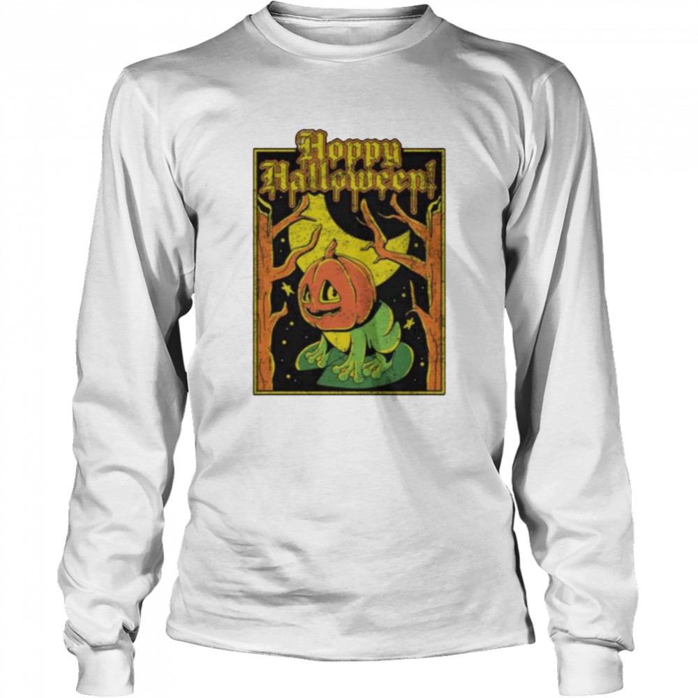 Frog pumpkin hoppy halloween shirt Long Sleeved T-shirt