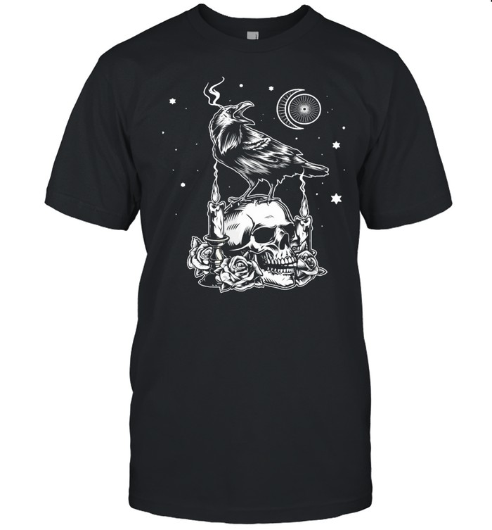 Black Crow Raven Skull Tarot Card Occult Aesthetic Gothic T-shirt - T ...