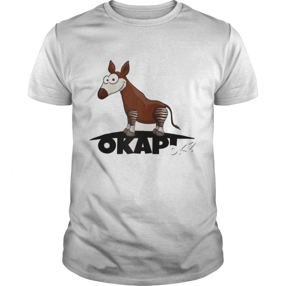 Cool forest giraffe funky cartoon Okapi OK Raglan  Classic Men's T-shirt