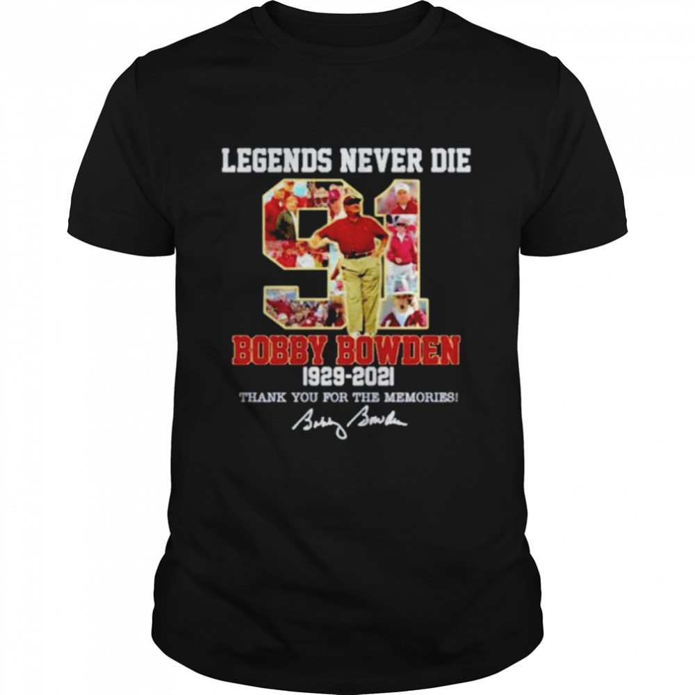 Bobby Bowden Legend Never Die 1929-2021 signature shirt Classic Men's T-shirt