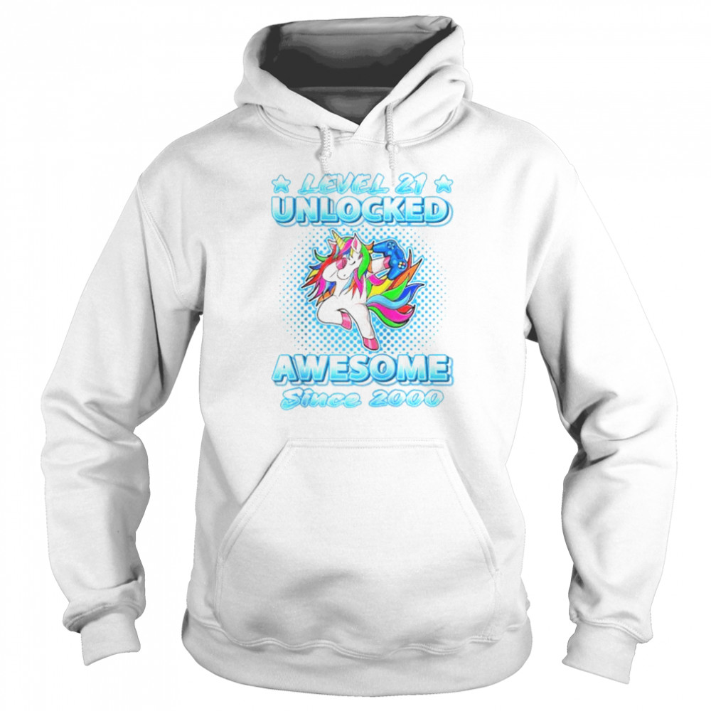 Level 21 Unlocked Awesome Since 2000 Dabbing Unicorn Bday Unisex Hoodie