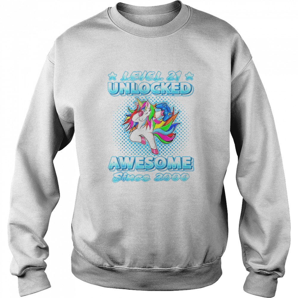 Level 21 Unlocked Awesome Since 2000 Dabbing Unicorn Bday Unisex Sweatshirt