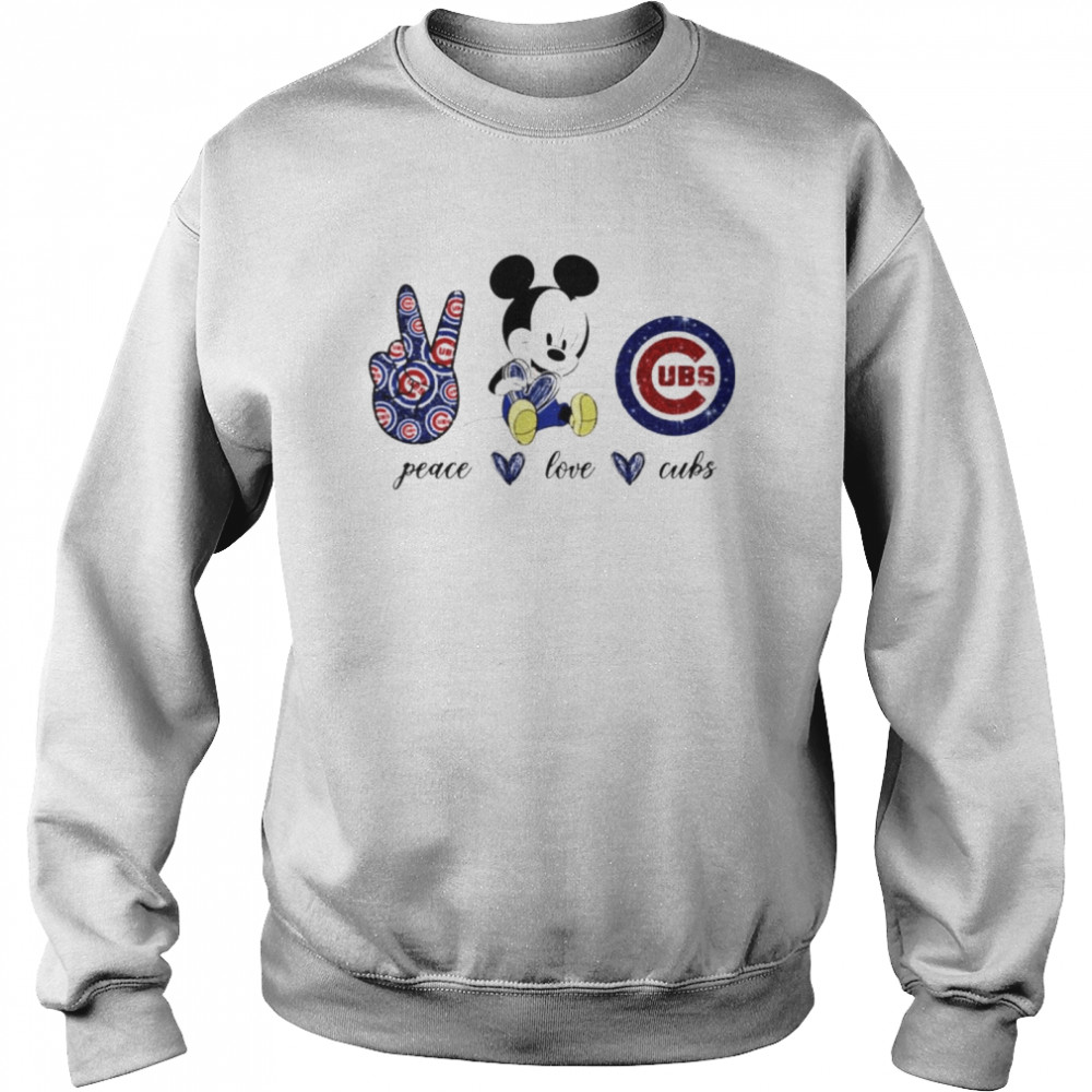 Mickey mouse peace love Chicago Cubs shirt, hoodie, sweater and v