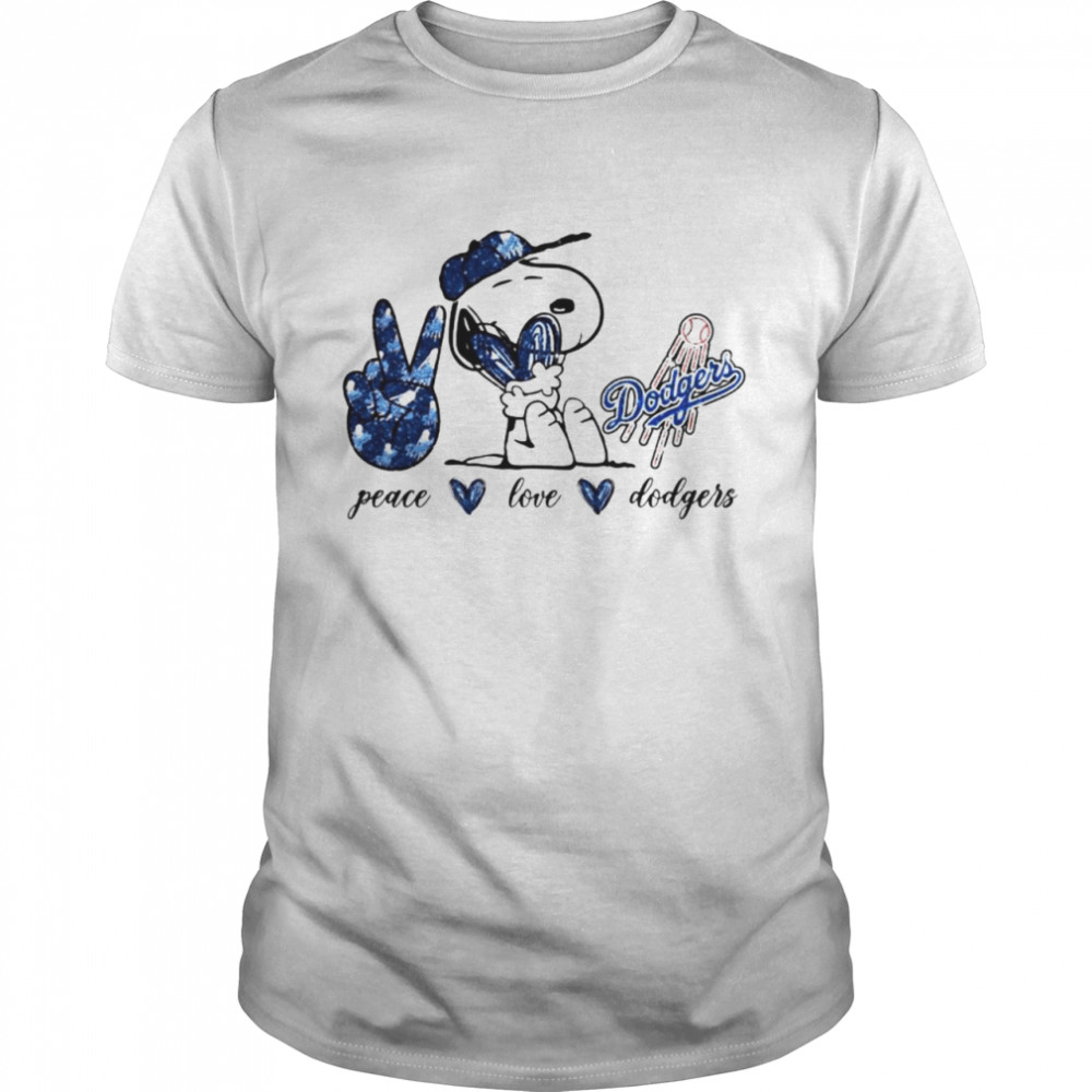 Snoopy peace love Los Angeles Dodgers shirt Classic Men's T-shirt