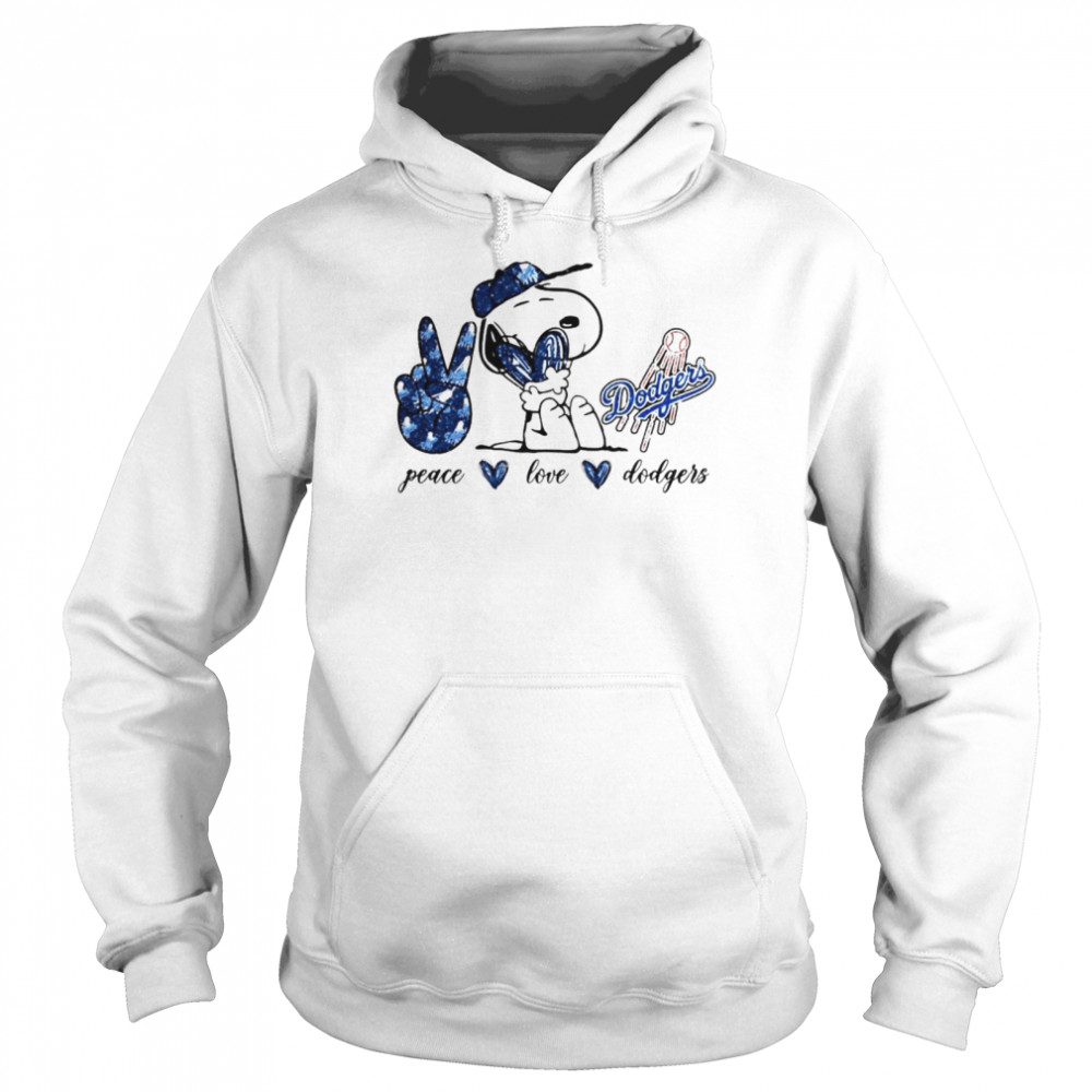 Snoopy peace love Los Angeles Dodgers shirt Unisex Hoodie