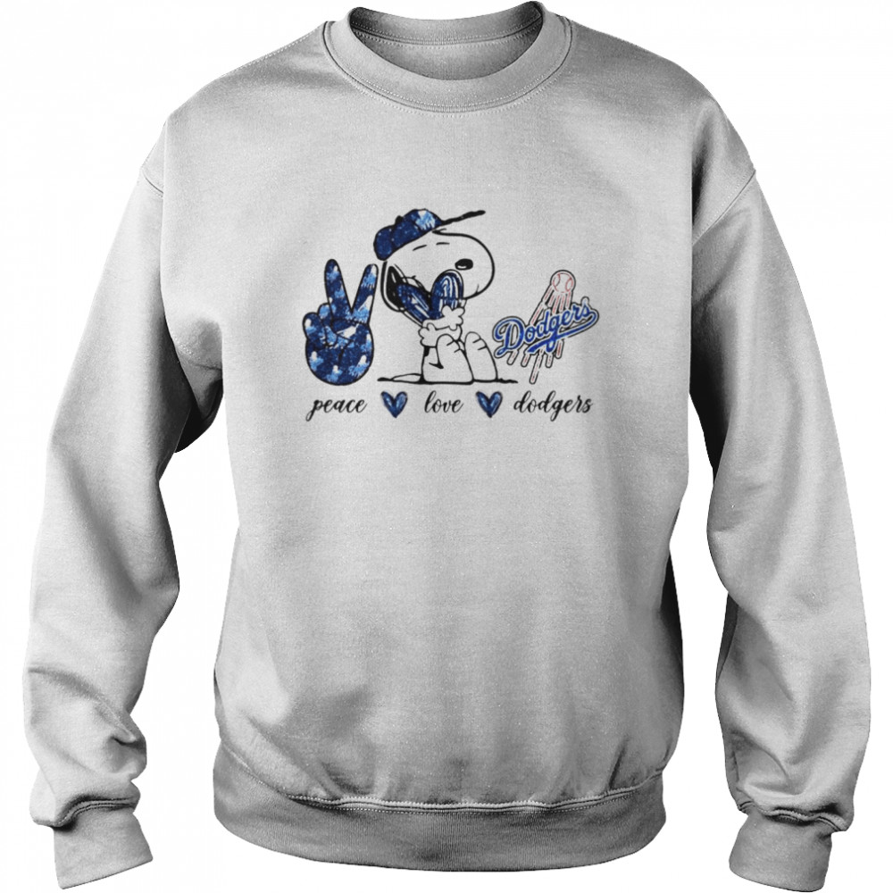 Snoopy peace love Los Angeles Dodgers shirt Unisex Sweatshirt