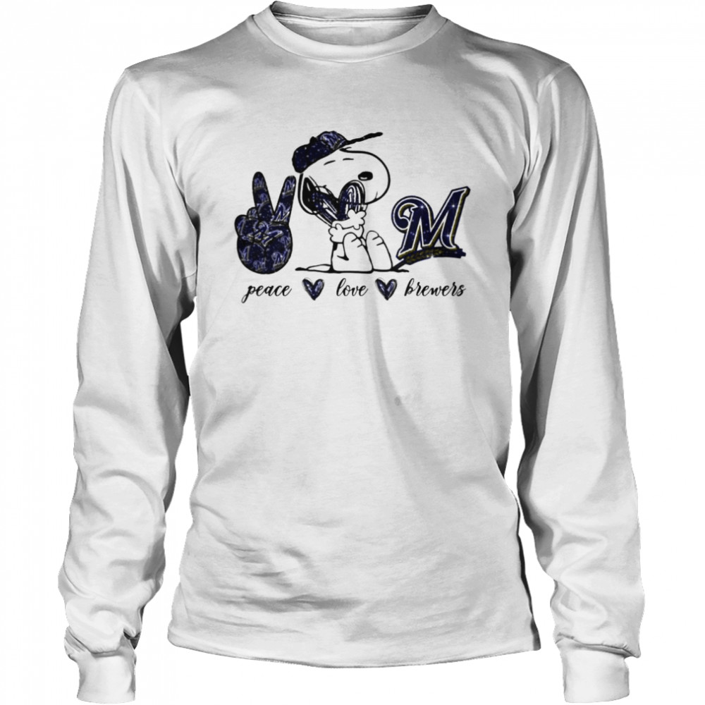 Snoopy Peace Love Milwaukee Brewers T-shirt,Sweater, Hoodie, And