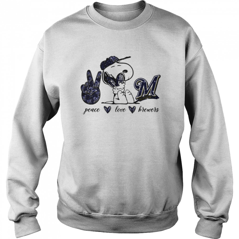Snoopy Peace Love Milwaukee Brewers T-shirt,Sweater, Hoodie, And