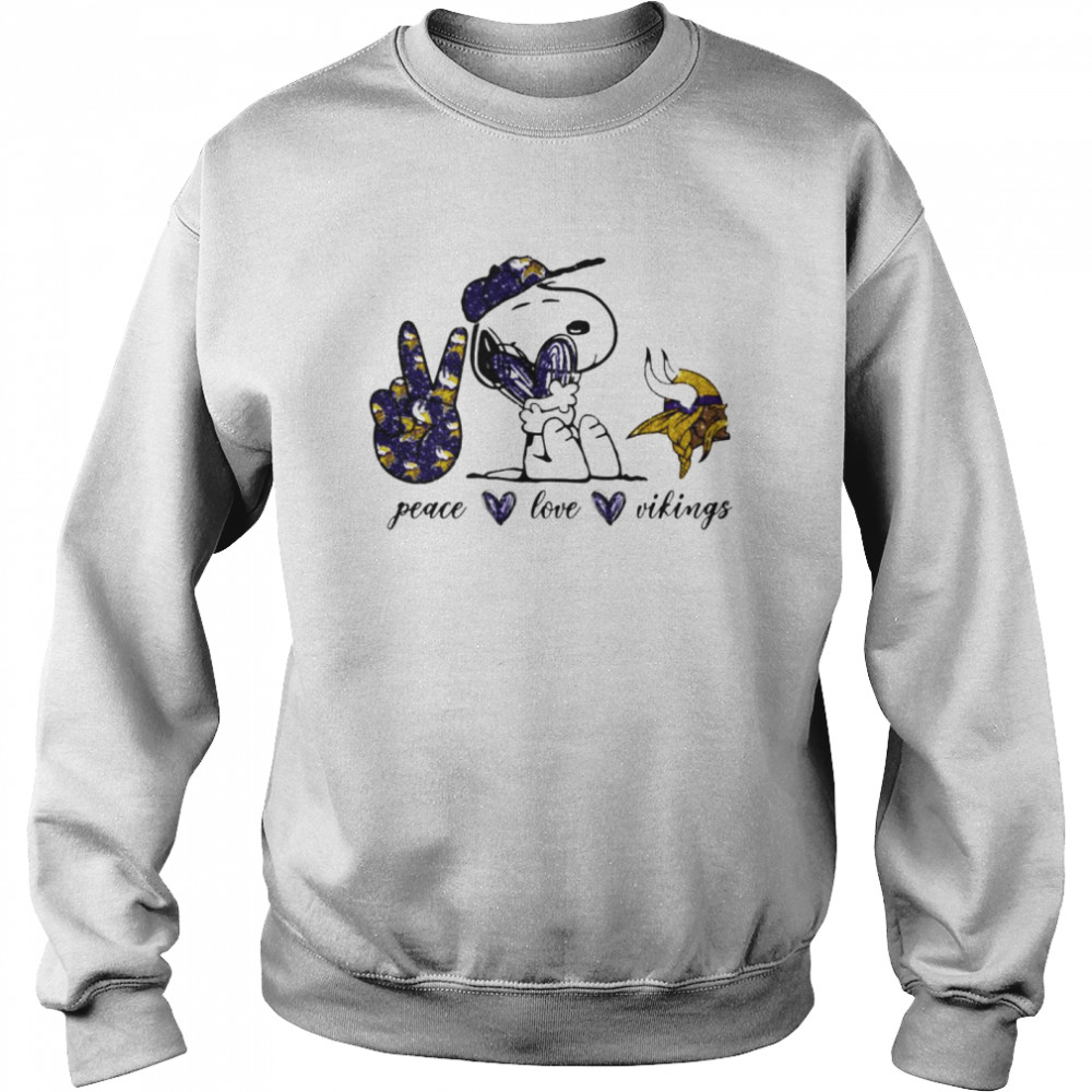 Snoopy Peace Love Minnesota Vikings Shirt, Tshirt, Hoodie