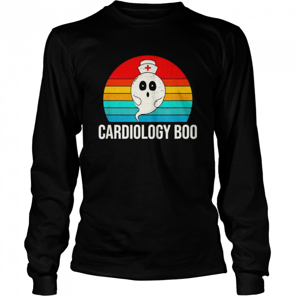 Vintage Halloween Ghost Cardiology Boo Nurse Nursing Medical shirt Long Sleeved T-shirt