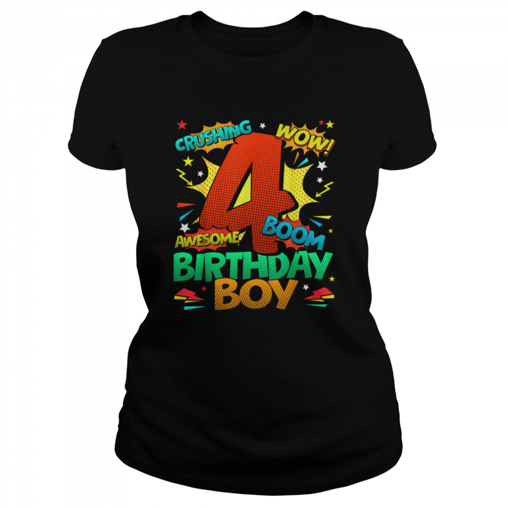 4th Birthday Kids Comic Style Kids Boys 4th Birthday shirt Classic Women's T-shirt